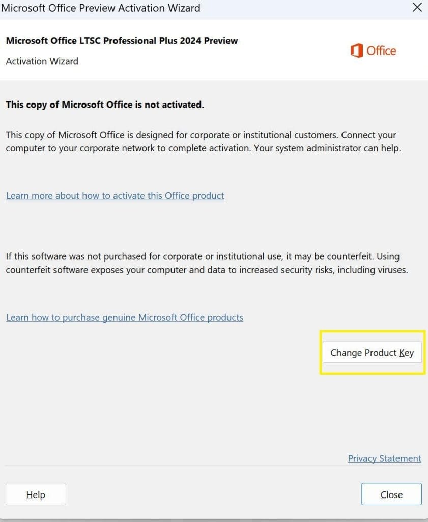 Change Product Key